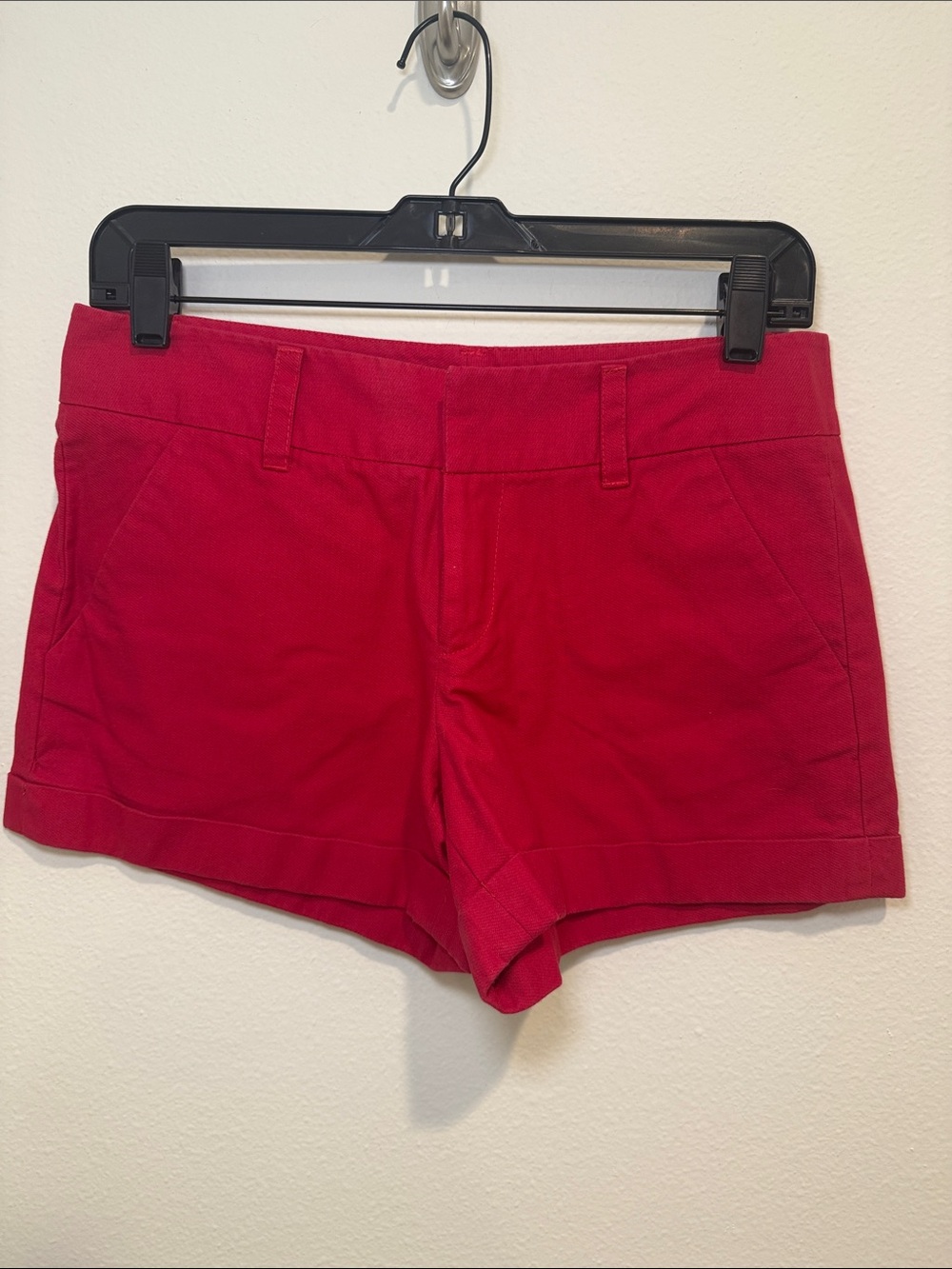 French Connection Bright Red Cuffed Jean Shorts